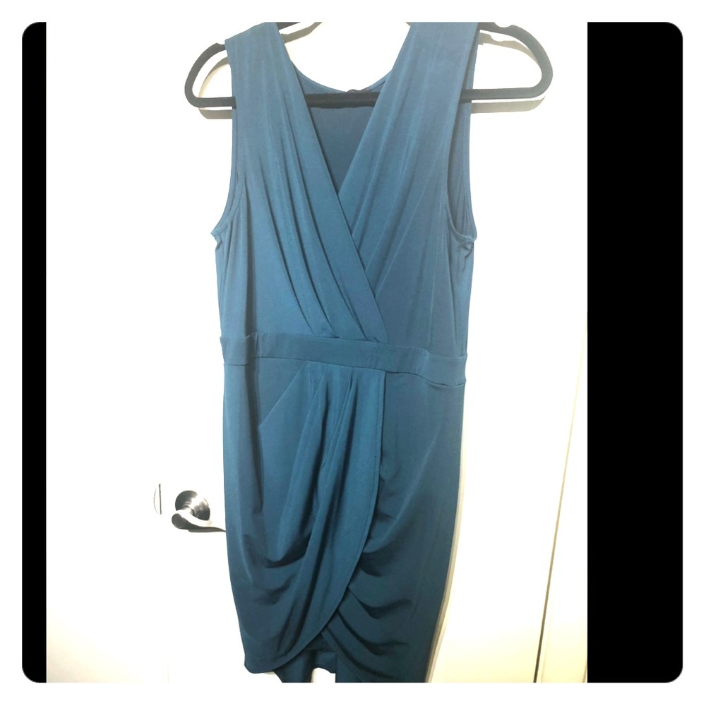 Turquoise green draped dress